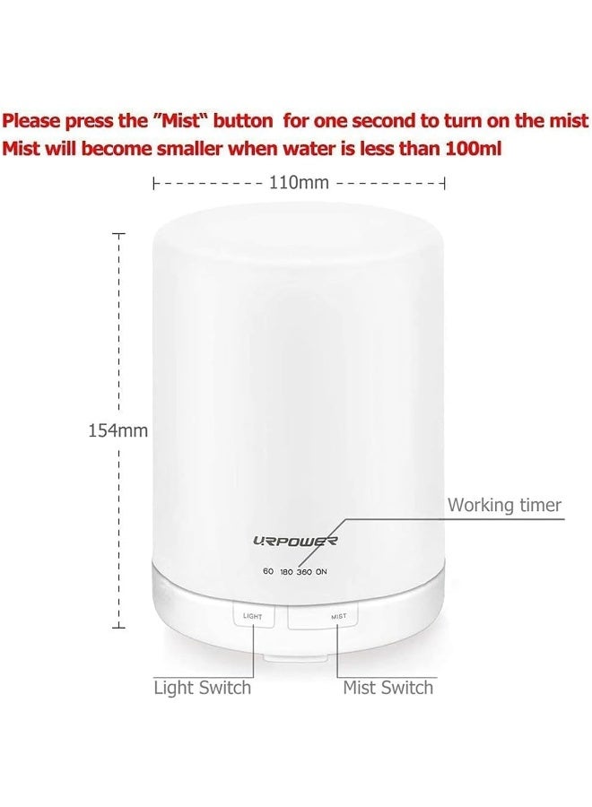URPOWER Aroma Essential Oil Diffuser with Night Light - 300ml - Image 4